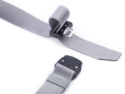 Pasek męski wojskowy do spodni z klamrą na przycisk szary SERGEJ MONTANA - obrazek 2