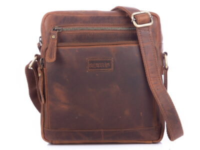 Skórzana torba męska na ramię brązowa vintage DARGELIS - obrazek 4