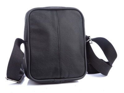 Mała saszetka męska ze skóry naturalnej czarna na ramię SERGEJ - obrazek 3