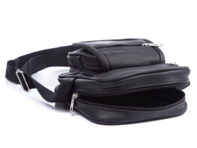 Mała saszetka męska ze skóry naturalnej czarna na ramię SERGEJ - obrazek 5