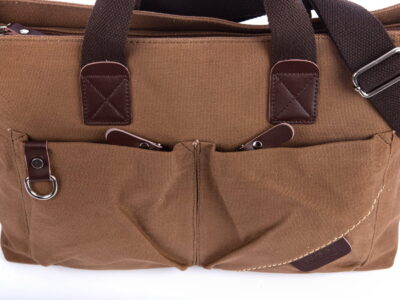 Płócienna torba brązowa z miejscem na laptopa 15,6" SERGEJ - obrazek 3
