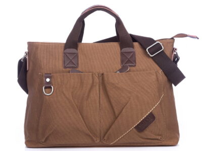 Torba brązowa z canvasu mieszcza format A4