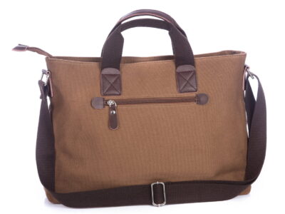 Płócienna torba brązowa z miejscem na laptopa 15,6" SERGEJ - obrazek 2