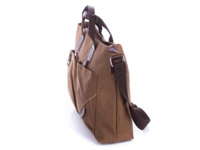 Płócienna torba brązowa z miejscem na laptopa 15,6" SERGEJ - obrazek 4