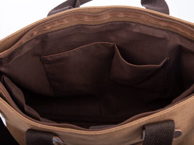 Płócienna torba brązowa z miejscem na laptopa 15,6" SERGEJ - obrazek 6