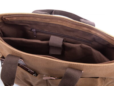 Płócienna torba brązowa z miejscem na laptopa 15,6" SERGEJ - obrazek 7