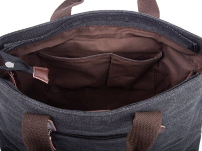 Płócienna torba szara z miejscem na laptopa 15,6" SERGEJ - obrazek 7