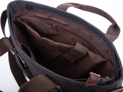 Płócienna torba szara z miejscem na laptopa 15,6" SERGEJ - obrazek 6