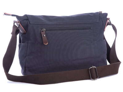 Średnia płócienna granatowa torba na ramię z klapą SERGEJ - obrazek 2