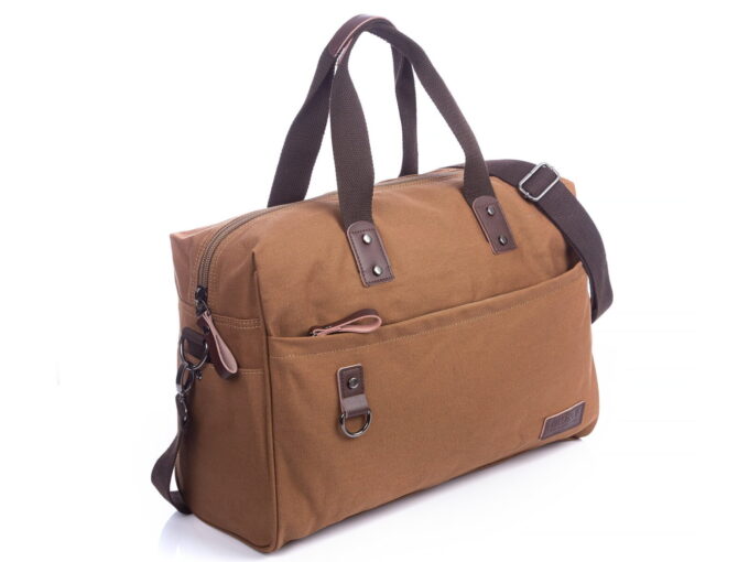 Szeroka i pojemna torba płócienna na laptopa i dokumenty