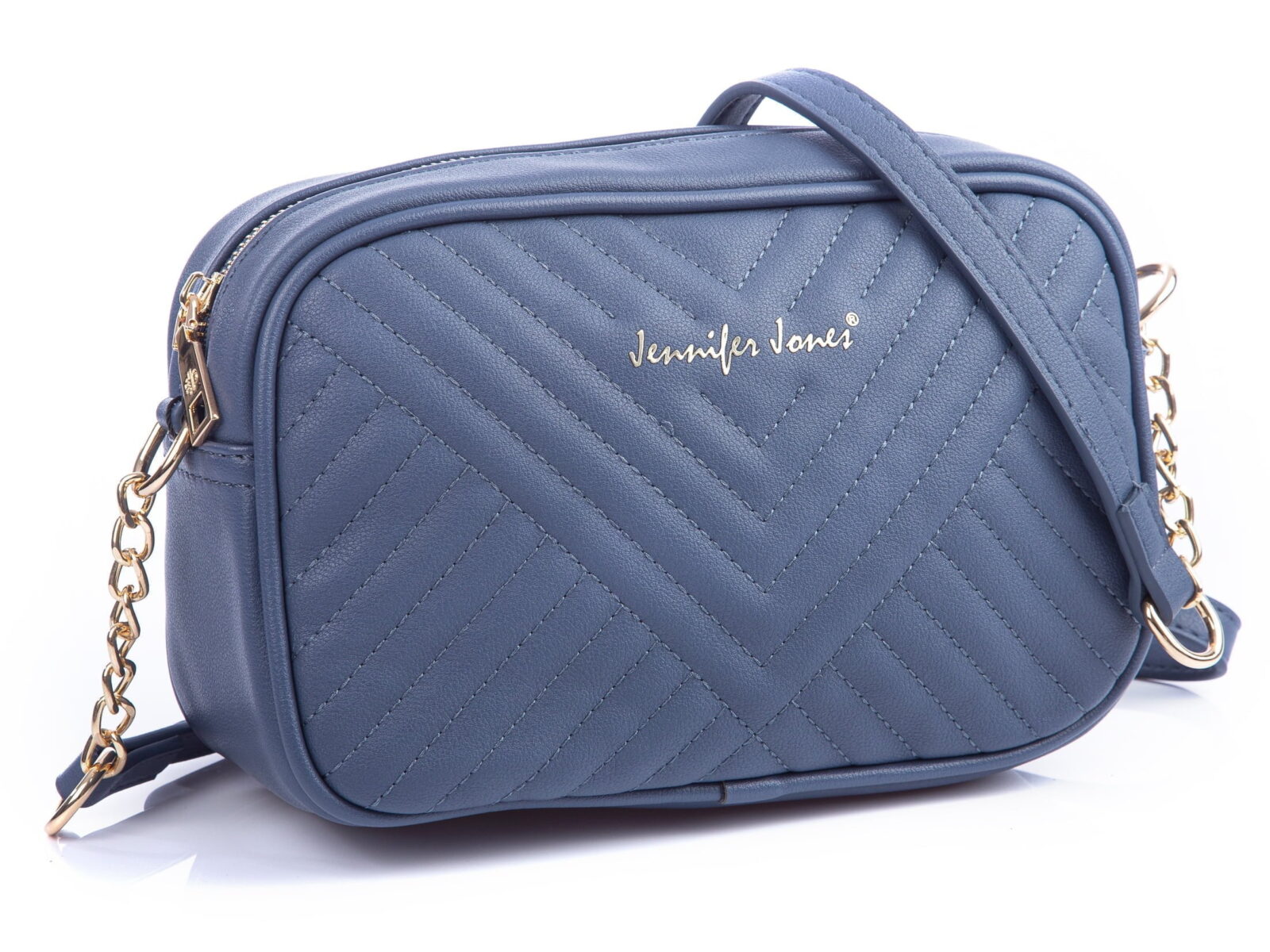 Niebieska channelka damska na ramię pikowana Jennifer Jones