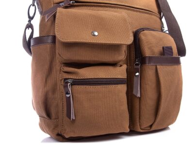 Pojemna pionowa torba w stylu vintage na laptopa brązowa SERGEJ - obrazek 7