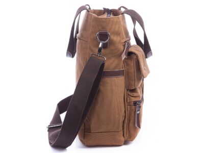 Pojemna pionowa torba w stylu vintage na laptopa brązowa SERGEJ - obrazek 3