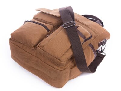 Pojemna pionowa torba w stylu vintage na laptopa brązowa SERGEJ - obrazek 4