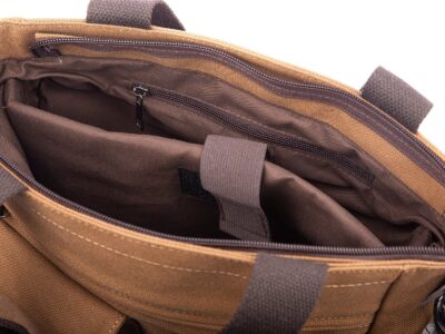 Pojemna pionowa torba w stylu vintage na laptopa brązowa SERGEJ - obrazek 12