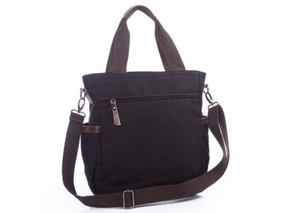 Pojemna pionowa torba w stylu vintage na laptopa czarna SERGEJ - obrazek 4