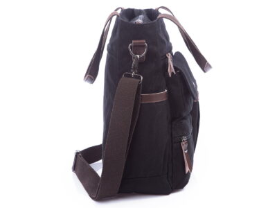 Pojemna pionowa torba w stylu vintage na laptopa czarna SERGEJ - obrazek 5