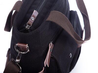 Pojemna pionowa torba w stylu vintage na laptopa czarna SERGEJ - obrazek 6