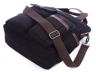 Pojemna pionowa torba w stylu vintage na laptopa czarna SERGEJ - obrazek 7