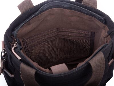 Pojemna pionowa torba w stylu vintage na laptopa czarna SERGEJ - obrazek 10