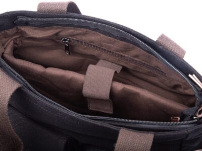 Pojemna pionowa torba w stylu vintage na laptopa czarna SERGEJ - obrazek 11