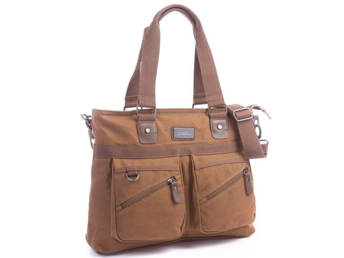 Płócienna brązowa torba na laptopa vintage retro SERGEJ