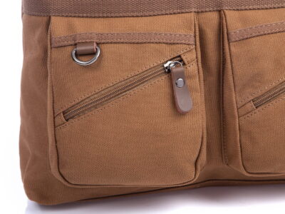 Elegancka płócienna torba do pracy A4 na laptopa brązowa SERGEJ MO&Y - obrazek 8