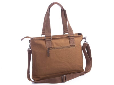 Elegancka płócienna torba do pracy A4 na laptopa brązowa SERGEJ MO&Y - obrazek 3