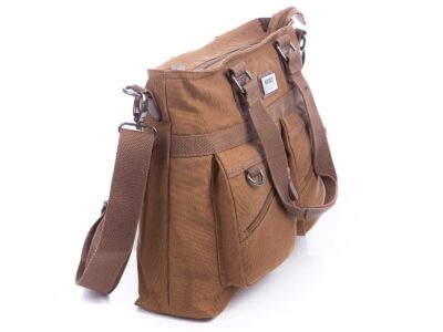 Elegancka płócienna torba do pracy A4 na laptopa brązowa SERGEJ MO&Y - obrazek 4