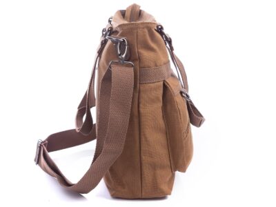 Elegancka płócienna torba do pracy A4 na laptopa brązowa SERGEJ MO&Y - obrazek 5