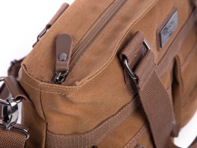 Elegancka płócienna torba do pracy A4 na laptopa brązowa SERGEJ MO&Y - obrazek 9