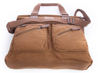 Elegancka płócienna torba do pracy A4 na laptopa brązowa SERGEJ MO&Y - obrazek 10