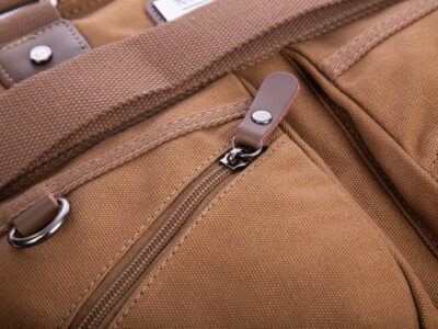 Elegancka płócienna torba do pracy A4 na laptopa brązowa SERGEJ MO&Y - obrazek 11