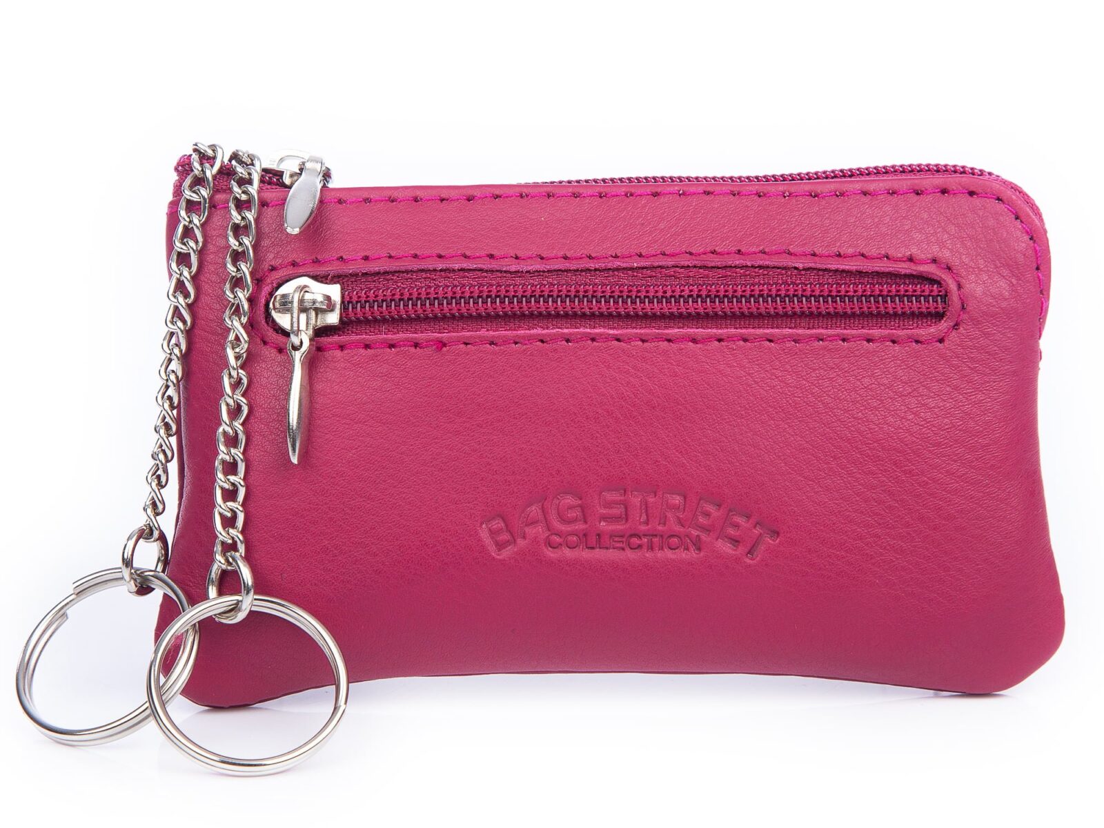 Rózowe skórzane etui na klucze