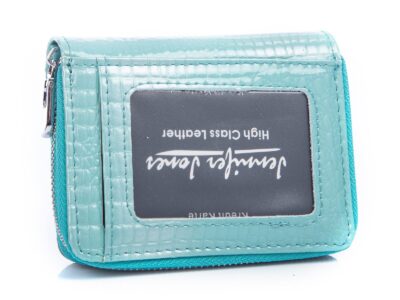 Mały portfel damski lakierowany jasny turkus Jennifer Jones - obrazek 2