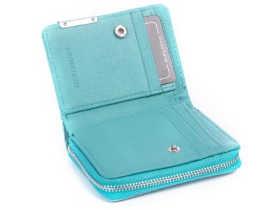 Mały portfel damski lakierowany jasny turkus Jennifer Jones - obrazek 3