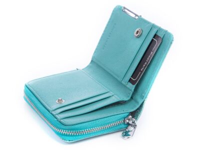 Mały portfel damski lakierowany jasny turkus Jennifer Jones - obrazek 4