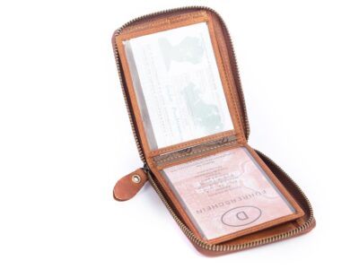 Brązowy portfel męski zapinany dookoła na zamek WILD - obrazek 5