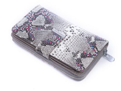Srebrny lakierowany portfel z kolorowymi kropeczkami Jennifer Jones - obrazek 2