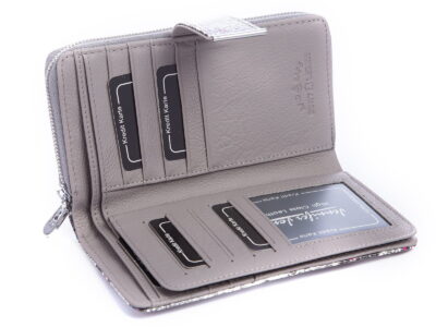 Srebrny lakierowany portfel z kolorowymi kropeczkami Jennifer Jones - obrazek 6