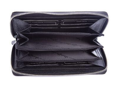 Czarny lakierowany portfel kopertowy damski Jennifer Jones - obrazek 6
