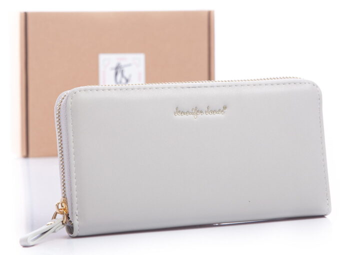 IMG_2020 Jasnoszary portfel damski zamykany dookoła na suwak