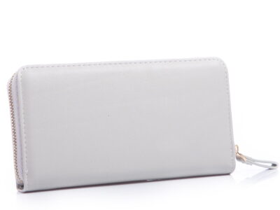 Gładki kopertowy portfel damski jasnoszary Jennifer Jones - obrazek 2