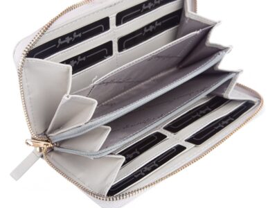 Gładki kopertowy portfel damski jasnoszary Jennifer Jones - obrazek 4