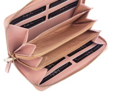 Gładki kopertowy portfel damski różowy Jennifer Jones - obrazek 3