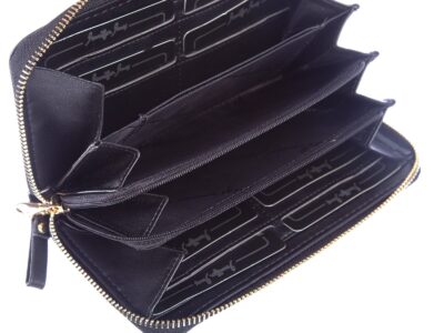 Gładki kopertowy portfel damski czarny Jennifer Jones - obrazek 3