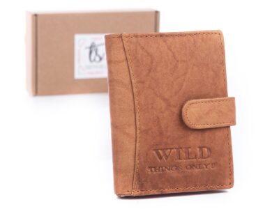 Beżowy pionowy portfel męski skórzany WILD