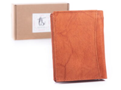 Pionowy portfel męski skórzany brązowy trifold WILD - obrazek 2