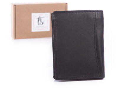 Pionowy portfel męski skórzany czarny trifold WILD - obrazek 2