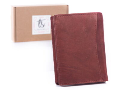 Pionowy portfel męski skórzany ciemnobrązowy trifold WILD - obrazek 2